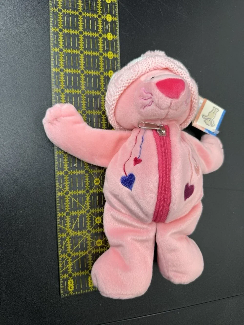 Vintage Rare Mary Meyer Heartstrings Stuffed Zipper Pink Cat Plush With Tags